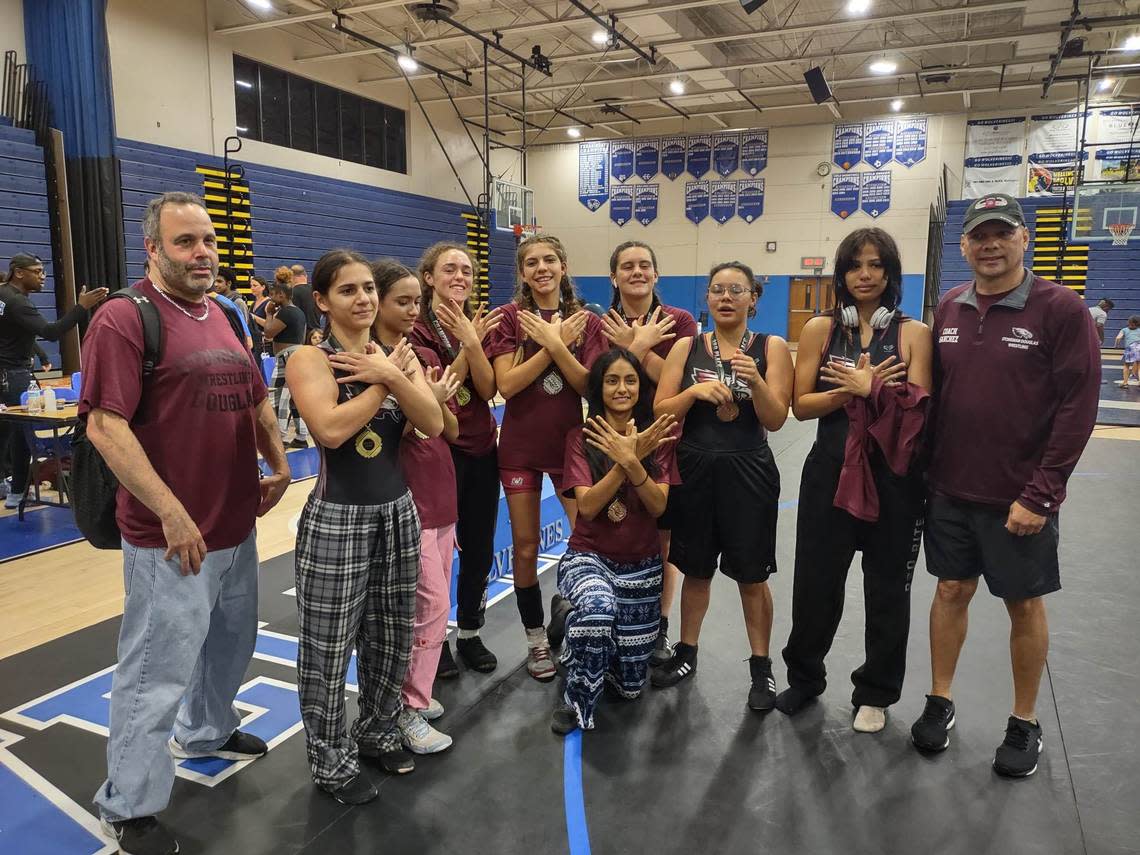 The Stoneman Douglas girls’ wrestling team. 