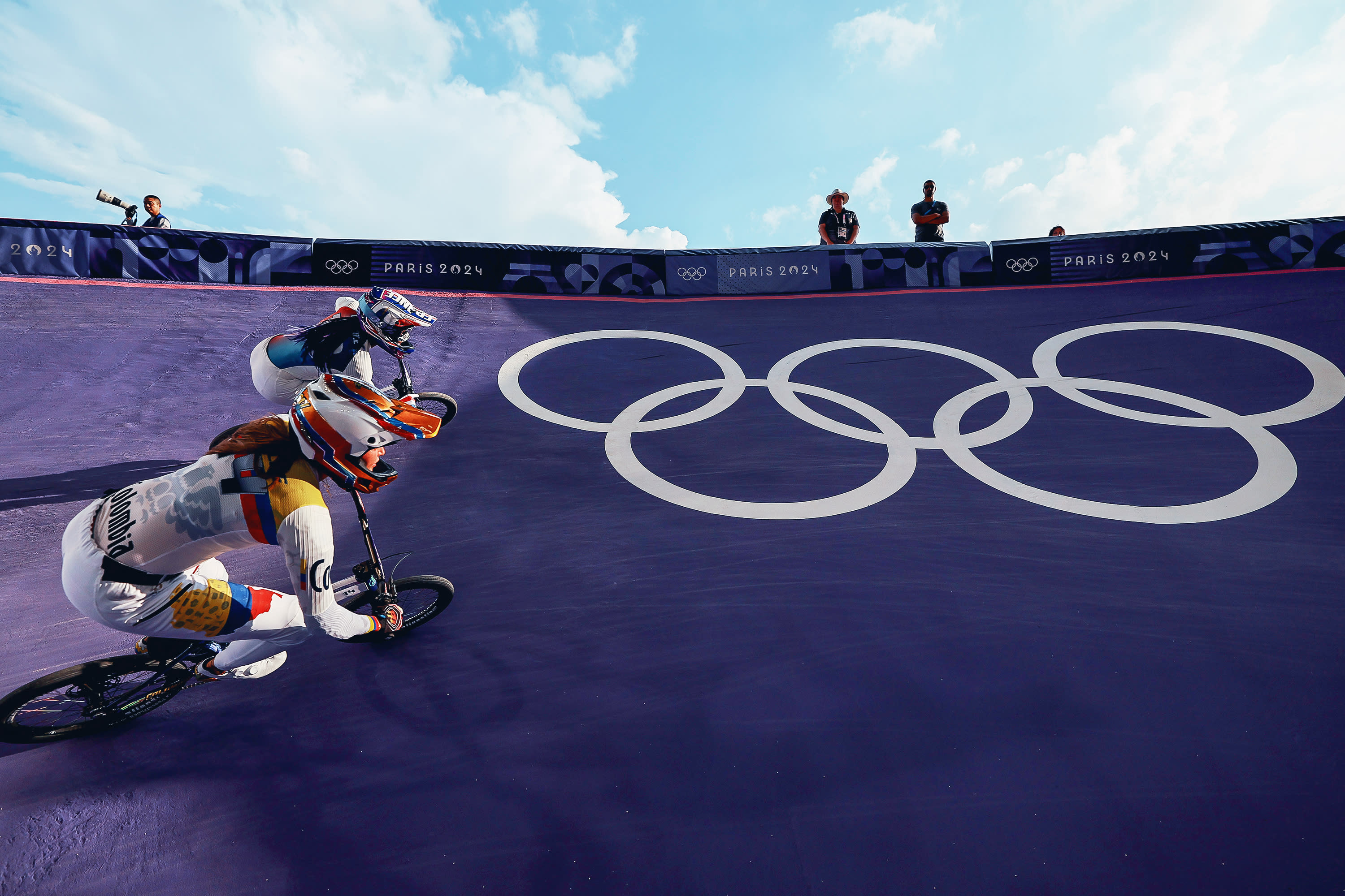 Gabriela Bolle Carrillo of Team Colombia warms up during the Women's Quarterfinals on day six of the Olympic Games Paris 2024 at Saint-Quentin-en-Yvelines BMX Stadium on August 01, 2024 in Paris, France. (Photo by Tim de Waele/Getty Images)
