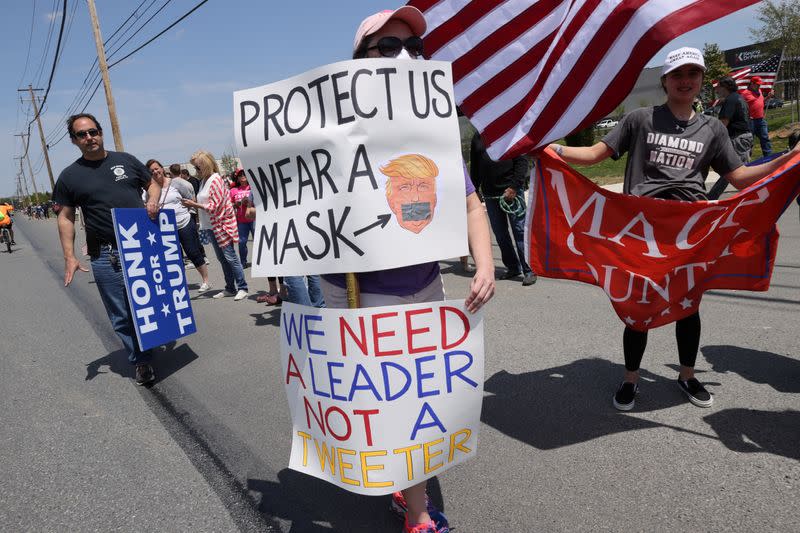 Protesters gather prior to Trump visit in Allentown, Pennsylvania