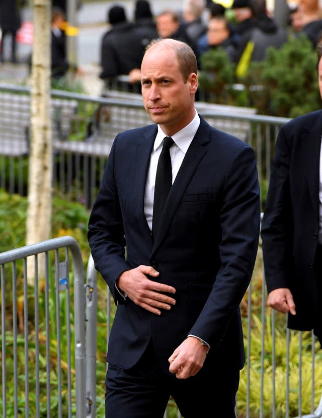 The Prince of Wales arrives ahead of the funeral service 