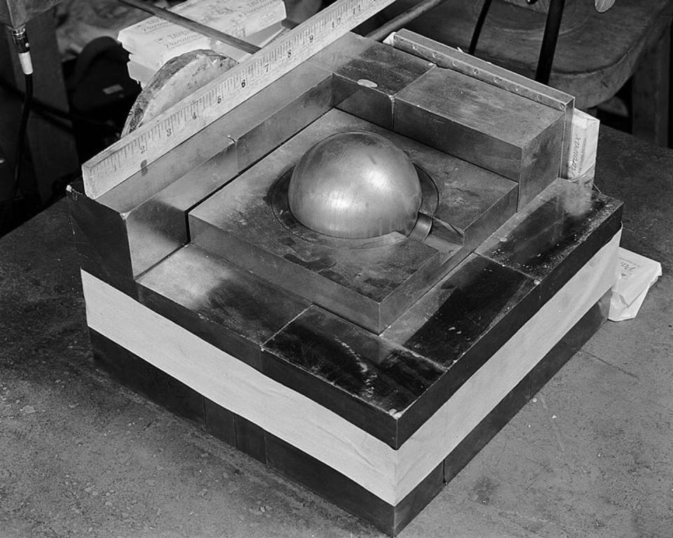 <span class="caption">Plutonium pits are one of the only pieces of a nuclear warhead that can’t be replaced.</span> <span class="attribution"><a class="link " href="https://commons.wikimedia.org/wiki/File:Partially-reflected-plutonium-sphere.jpeg" rel="nofollow noopener" target="_blank" data-ylk="slk:Los Alamos National Security LLC;elm:context_link;itc:0;sec:content-canvas">Los Alamos National Security LLC</a>, <a class="link " href="http://creativecommons.org/licenses/by-nd/4.0/" rel="nofollow noopener" target="_blank" data-ylk="slk:CC BY-ND;elm:context_link;itc:0;sec:content-canvas">CC BY-ND</a></span>