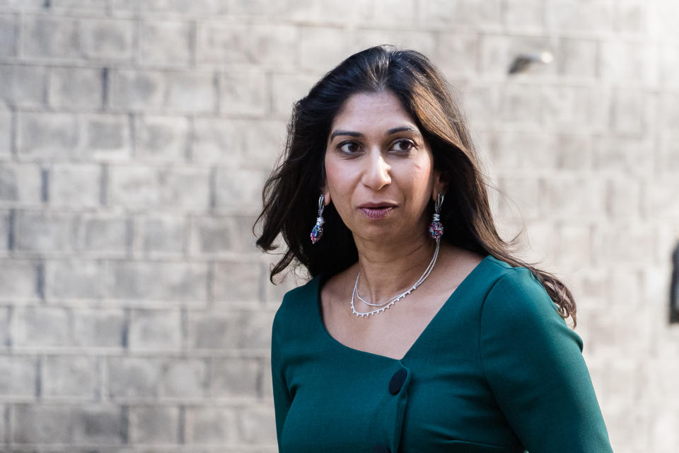 LONDON, UNITED KINGDOM - SEPTEMBER 05, 2023: Secretary of State for the Home Department Suella Braverman arrives in Downing Street to attend the weekly Cabinet meeting in London, United Kingdom on September 05, 2023. (Photo credit should read Wiktor Szymanowicz/Future Publishing via Getty Images)