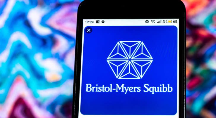 Bristol-Myers Squib (BMY) logo displayed on a phone screen