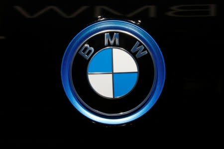 The BMW logo is seen on the second press day of the Paris auto show, in Paris, France, October 3, 2018. REUTERS/Regis Duvignau