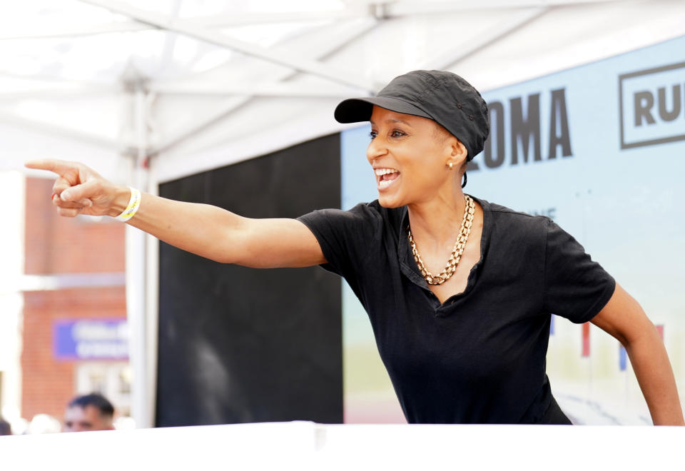 DJ Adele Roberts provides entertainment on Ladies day of the Moet and Chandon July Festival at Newmarket racecourse, Suffolk. Picture date: Thursday July 7, 2022.