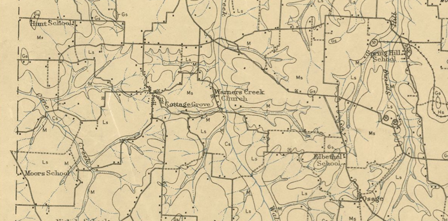 A map of Henry County in 1922 shows Cottage Grove. (Courtesy: Tennessee State Library and Archives)