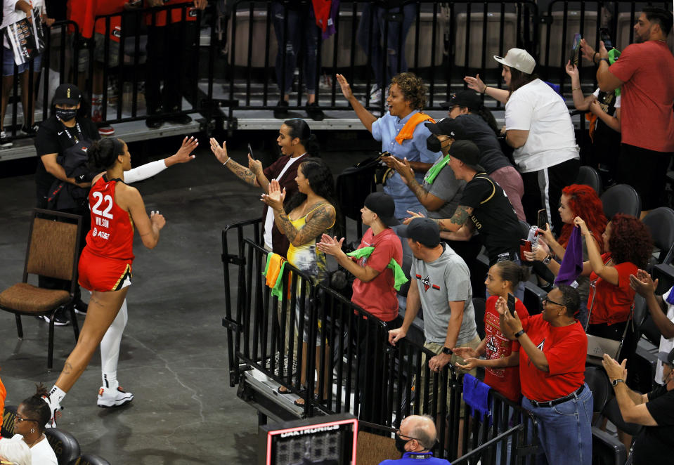 A'ja Wilson and fans.