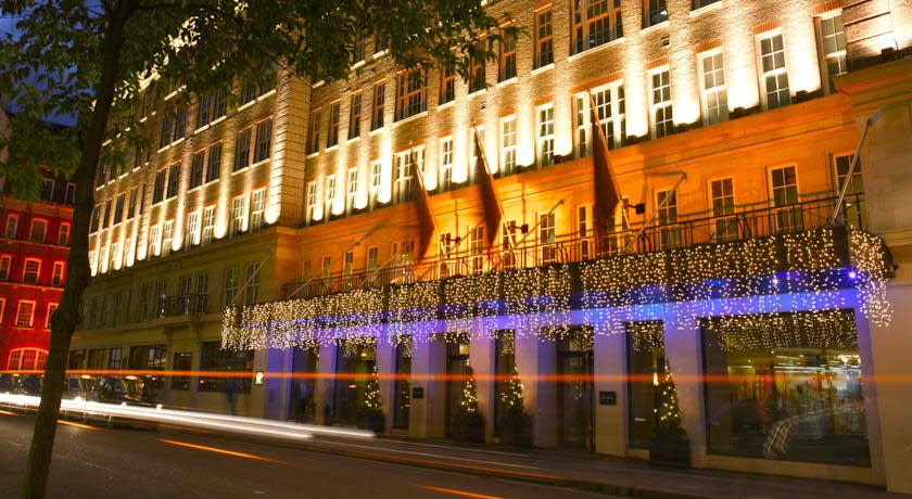 <p>The May Fair Hotel is the Official Hotel Sponsor of LFW. Therefore, they have some very snazzy window designs by Julien Macdonald for the duration of LFW that are definitely worth checking out. </p>