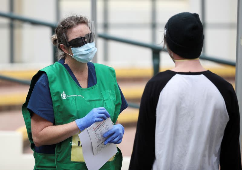 A pop-up clinic begins testing for the coronavirus disease (COVID-19) at Bondi Beach, Sydney