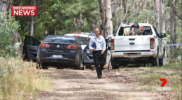 Police at the Mount Macedon scene. Picture: 7 News