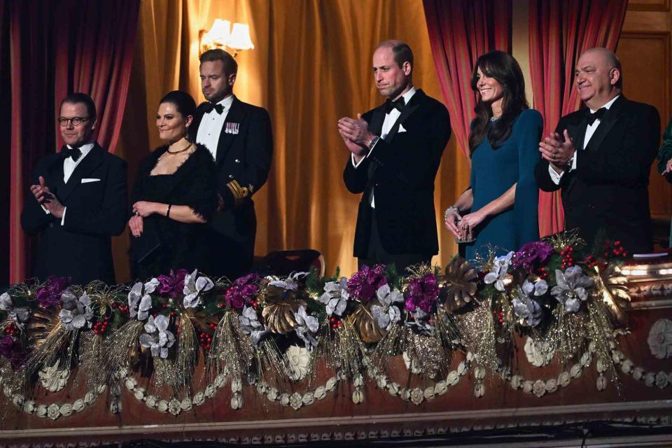 <p>Photo by ITV/Shutterstock </p> Prince Daniel, Crown Princess Victoria, Kate Middleton and Prince William at the Royal Variety Performance 2023