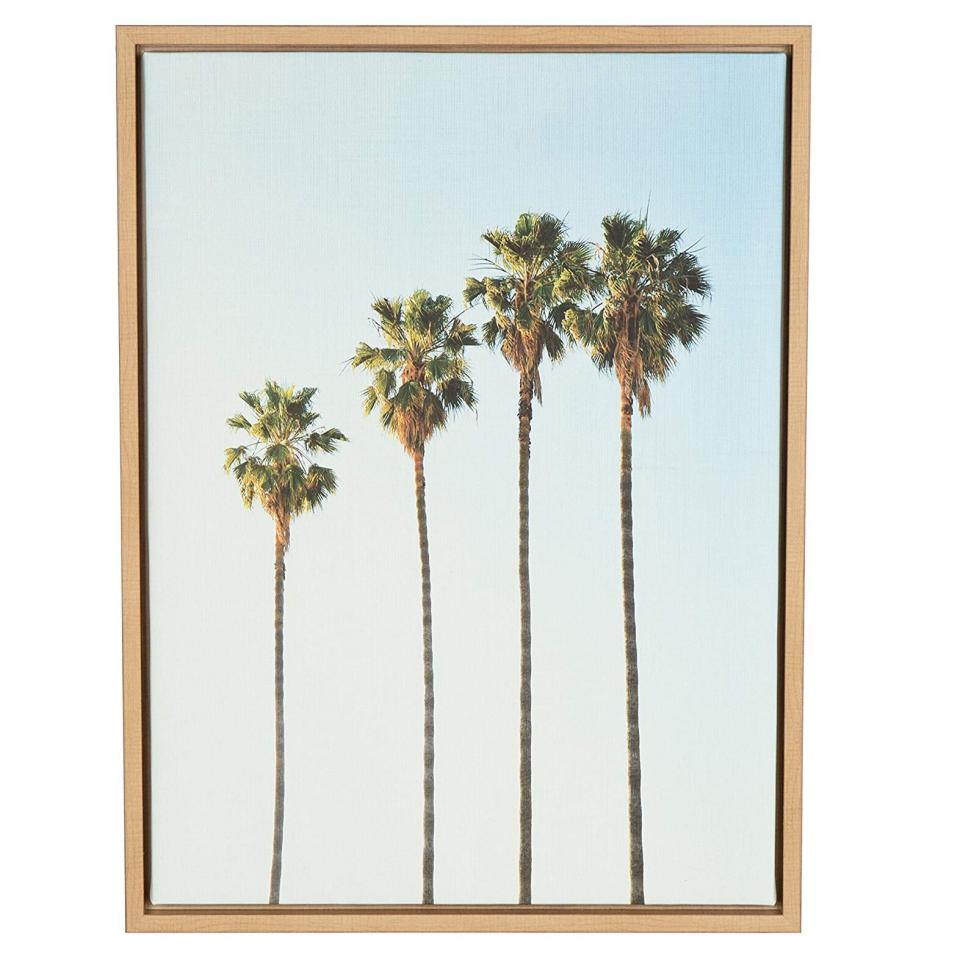 Kate and Laurel Sylvie Four Palm Trees Framed Wall Art
