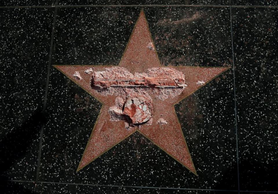 <p>Donald Trump’s star on the Hollywood Walk of Fame is seen after it was vandalised. (Reuters/Mario Anzuoni) </p>