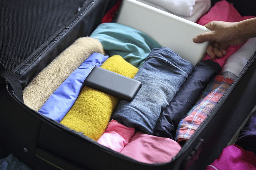 <p>We’ve been advising people of this little tip for a while now, but not everyone has got the memo yet. This. Is. Big. If you roll your clothes, you’ll be able to fit more into your suitcase. It eliminates air pockets that take up valuable space in your bag.</p>