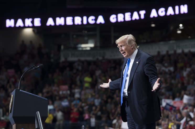 President Donald Trump speaks during a 