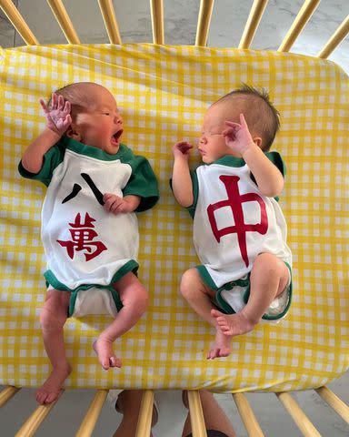 <p>Buddha Lo/Instagram</p> Buddha Lo and Rebekah Pedler's twin daughters Tatiana and Alina