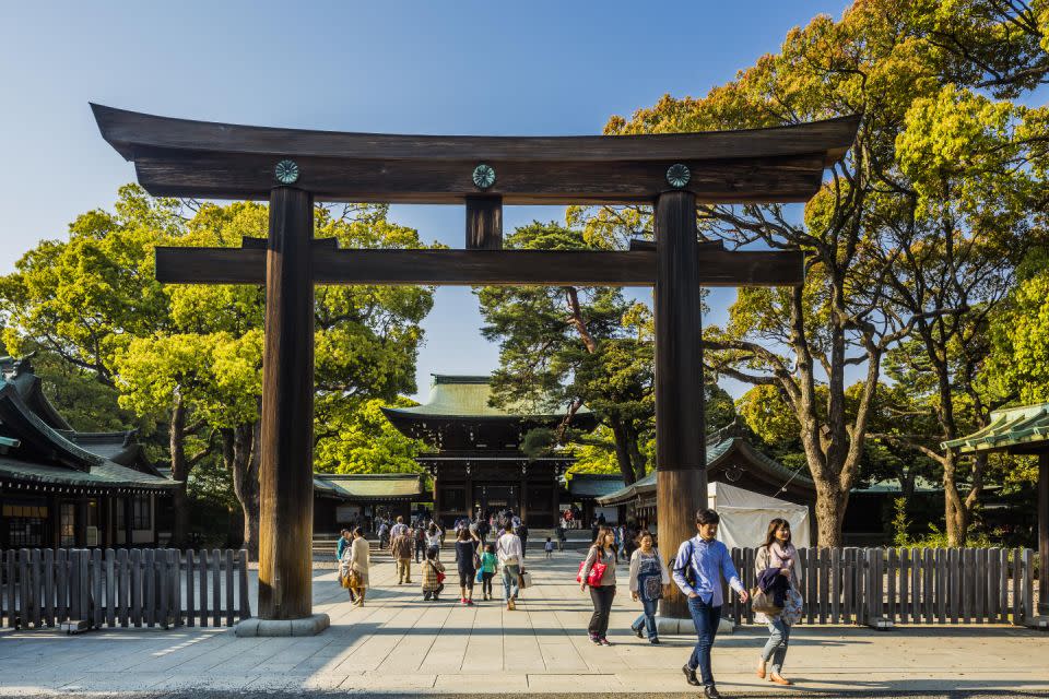 Meiji Shrine is located near Shinjuku and is far less crowded than Sensō-ji. Photo: Getty Images