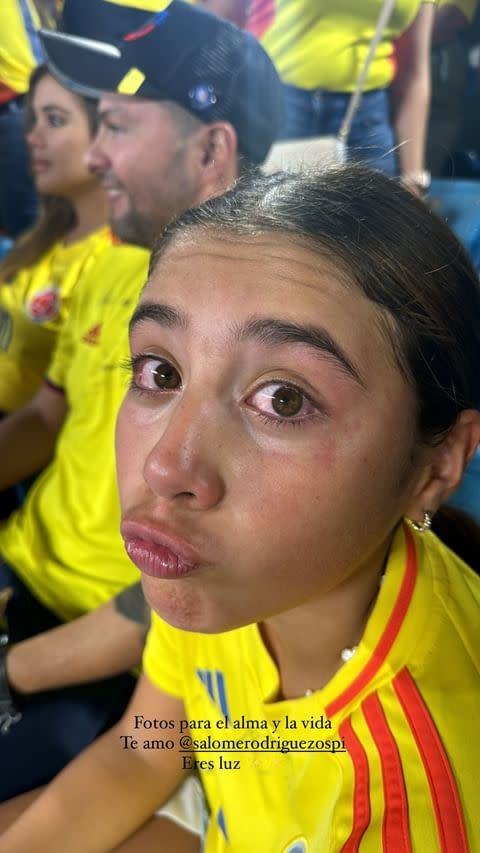 Salomé se emocionó como nadie con el triunfo de Colombia ante Uruguay en la Copa América.