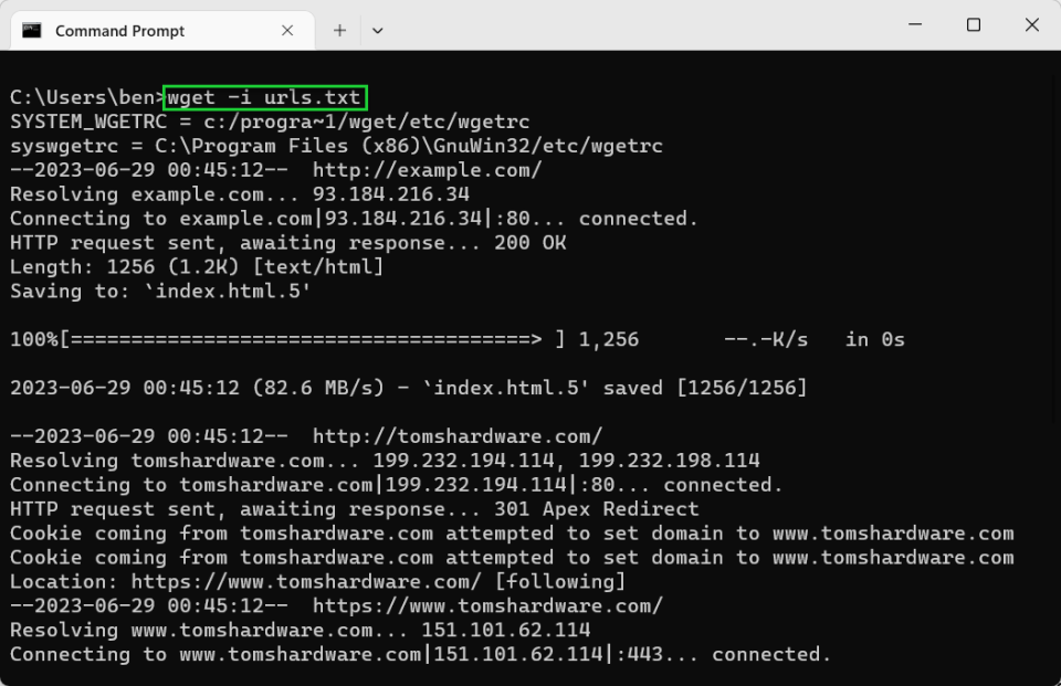 Download Files from the Windows Command Line with Wget