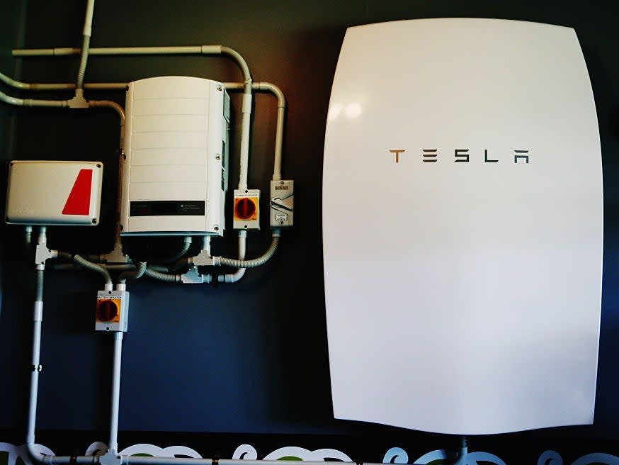 A Tesla Powerwall battery is shown installed at Rongomai School on May 13, 2016 in Auckland, New Zealand (Getty Images)