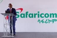 Safaricom CEO Peter Ndegwa, addresses delegates during the Safaricom service launch in Addis Ababa