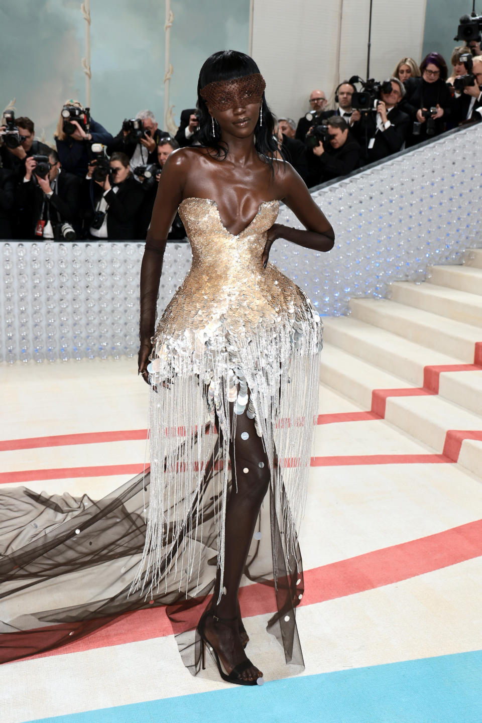 Anok Yai attends The 2023 Met Gala Celebrating "Karl Lagerfeld: A Line Of Beauty" at The Metropolitan Museum of Art