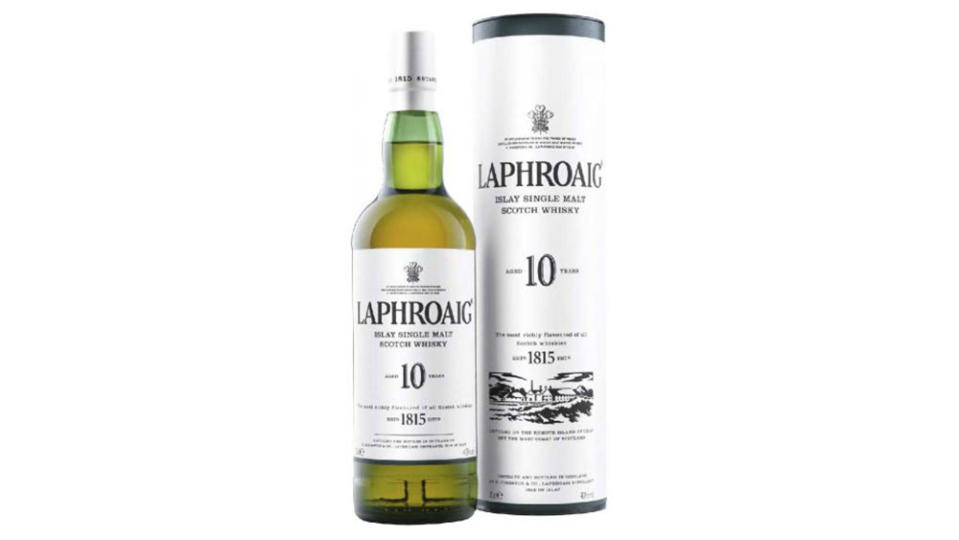 Laphroaig 10 year old single malt scotch whiskey