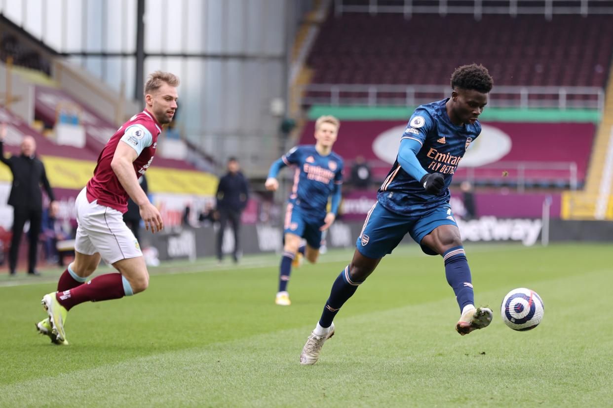 Bukayo Saka in action against Burnley (Getty Images)