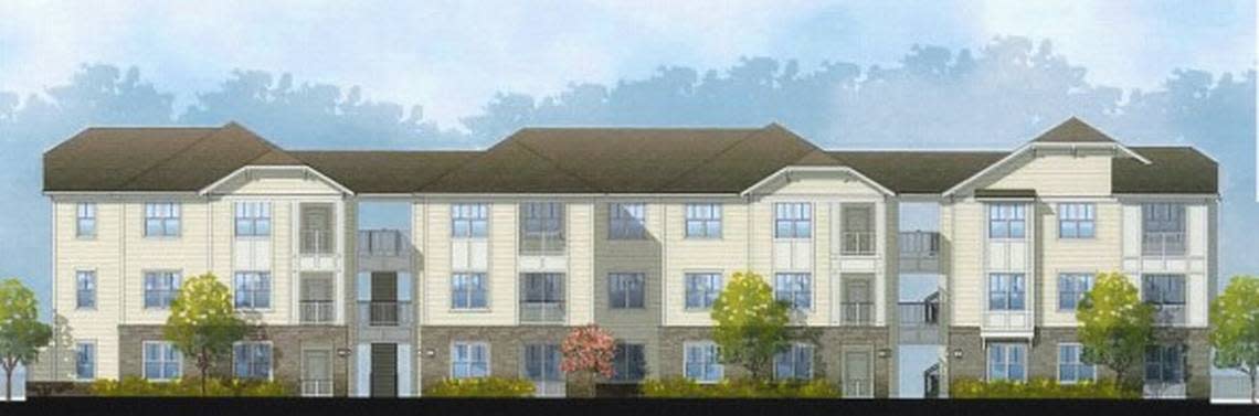 Rendering of Broadstone Walk, a 164-unit affordable housing complex currently being buit on a 14-acre parcel along South Hughes Street in Apex.