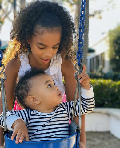 <p>Joie Chavis Instagram</p> Shai Moss with her younger brother in 2019