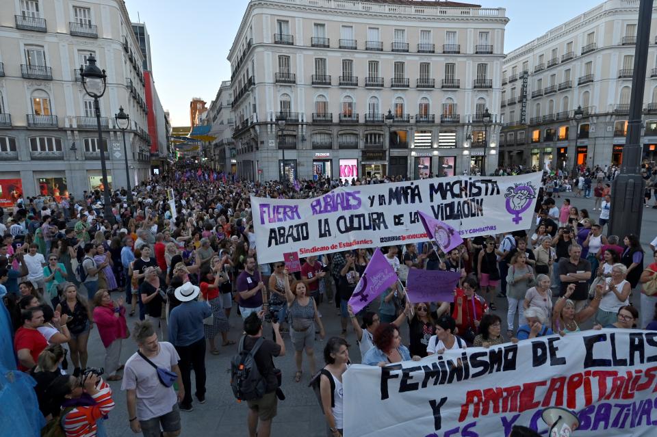 Las protestas por el caso Rubiales-Hermoso tuvieron lugar en Madrid (Foto: AFP)