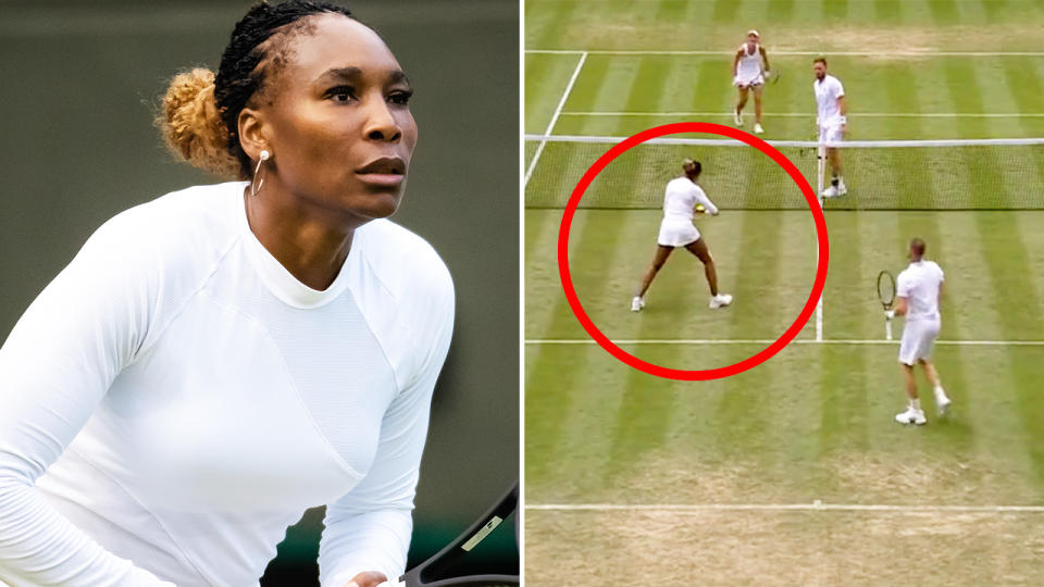 Venus Williams, pictured here making a surprise return at Wimbledon in the mixed doubles.