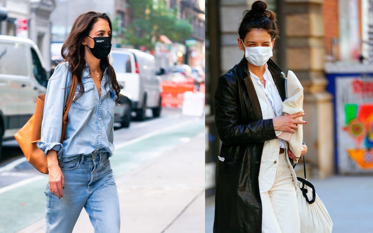 Katie Holmes' recent double denim looks