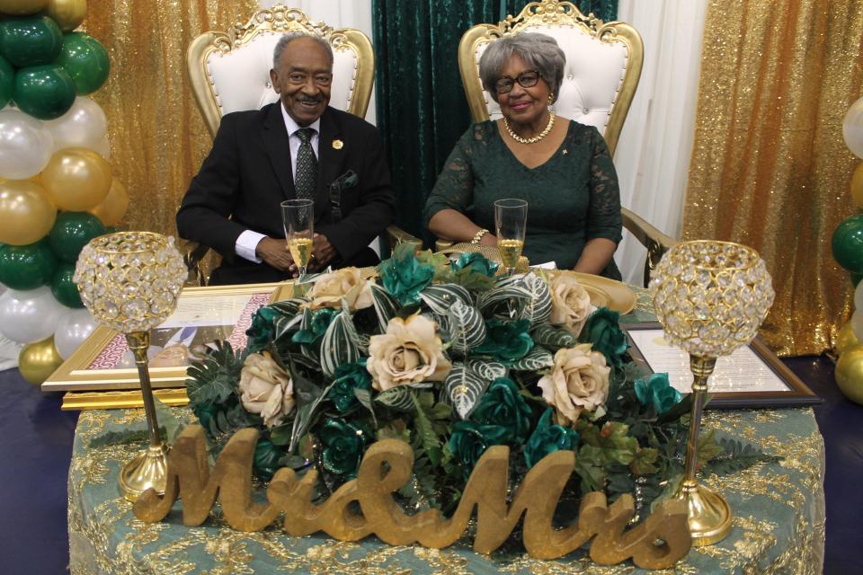 James Aaron Turk Sr. and Rosemarie King Turk celebrated their 55th wedding anniversary at the T.A. Wright Family Life Center on Saturday.