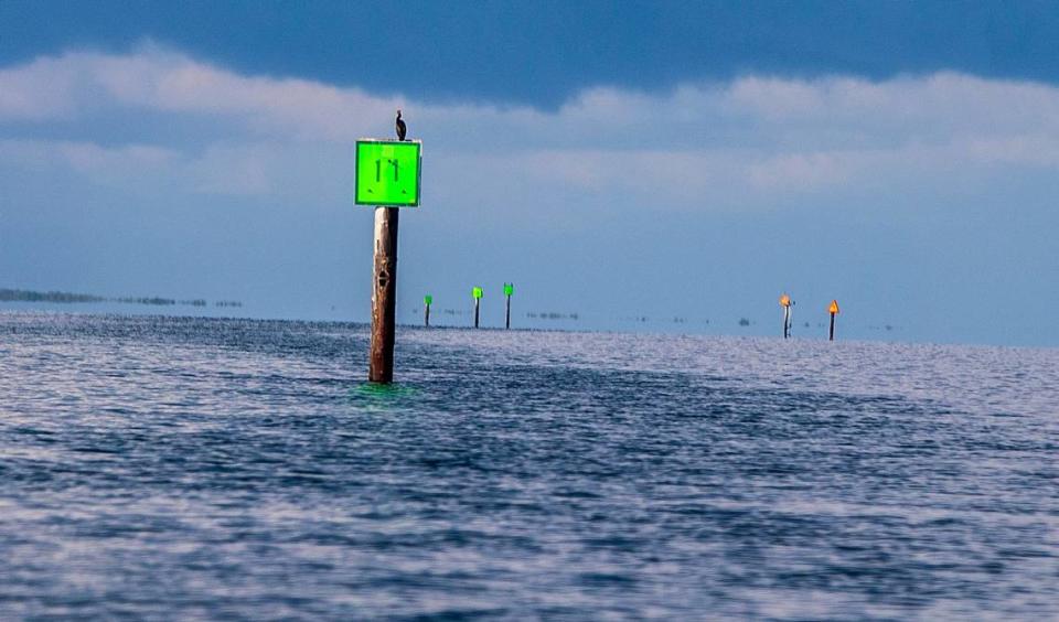 View of the channel going south toward Key Largo and Ocean Reef Club in Biscayne Bay, site of a deadly boat crash on Labor Day weekend.