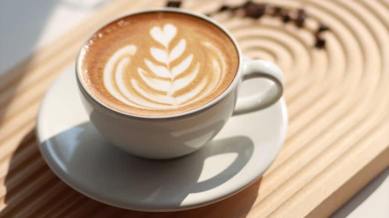 hot latte with latte art