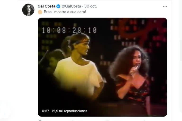 "Brasil, mostra sua cara", la canción de protesta de la MPB que Gal Costa subió a su cuenta de Twitter el día de la segunda vuelta electoral para elegir presidente