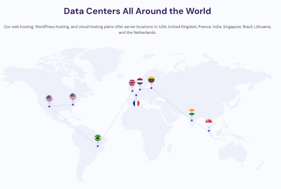 An image of Hostinger's data center locations