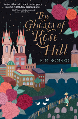 "The Ghosts of Rose Hill" cover illustration showing a woman walking in a park