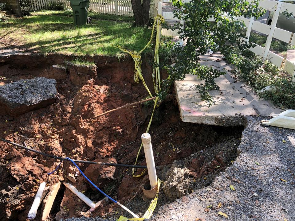 While the city of Asheville takes no responsibility for the sinkhole damage at 271 Montford Ave., it "will make any necessary repairs to the roadway infrastructure such as the sidewalk once the private drainage system has been repaired and the sinkhole subsequently filled in," a city spokeswoman said.