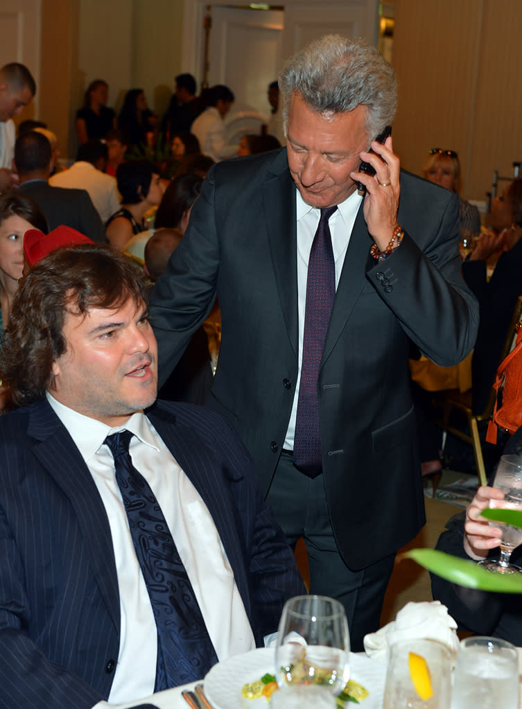 Jack Black and Dustin Hoffman attend at the Hollywood Foreign Press Association's 2012 Luncheon held at the Beverly Hill Hotel on August 9, 2012.