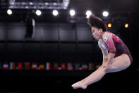 <p>Mai Murakami of Team Japan competes on balance beam during Women's Qualification on day two of the Tokyo 2020 Olympic Games at Ariake Gymnastics Centre on July 25, 2021 in Tokyo, Japan. (Photo by Francois Nel/Getty Images)</p> 