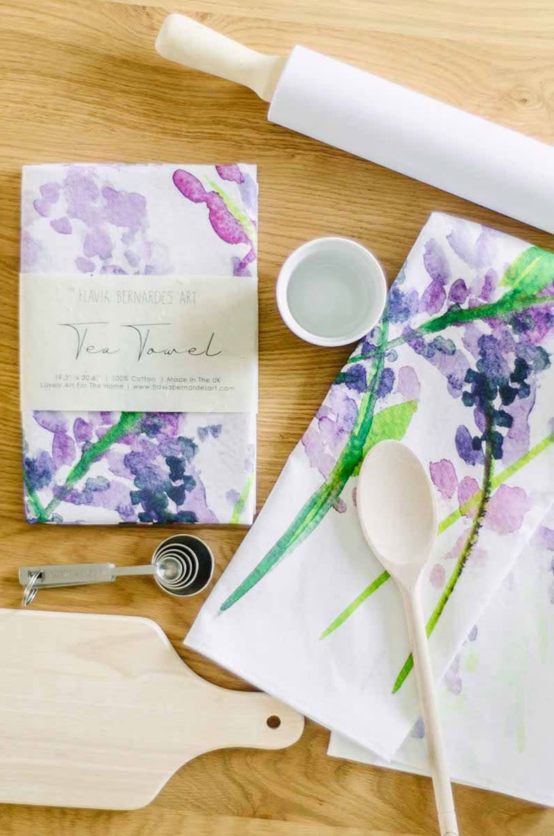 2) Lavender Watercolor Tea Towels