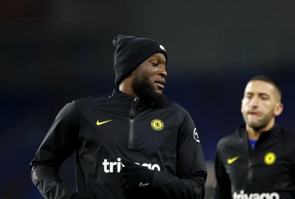 Romelu Lukaku, left, and Hakim Ziyech, right, were deep in conversation several times as Chelsea drew 1-1 at Brighton (Steven Paston/PA) (PA Wire)