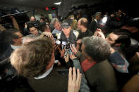 <p>Greg Zuerlein #4 of the Los Angeles Rams is interviewed by the media after defeating the New Orleans Saints in the NFC Championship game at the Mercedes-Benz Superdome on January 20, 2019 in New Orleans, Louisiana. The Los Angeles Rams defeated the New Orleans Saints with a score of 26 to 23. (Photo by Chris Graythen/Getty Images) </p>