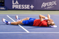 <p>Perhaps no Canadian athlete left a bigger impression this summer than Denis Shapovalov, who beat Rafael Nadal on home soil in one of the most impressive performances of the year. (Photo by Minas Panagiotakis/Getty Images) </p>