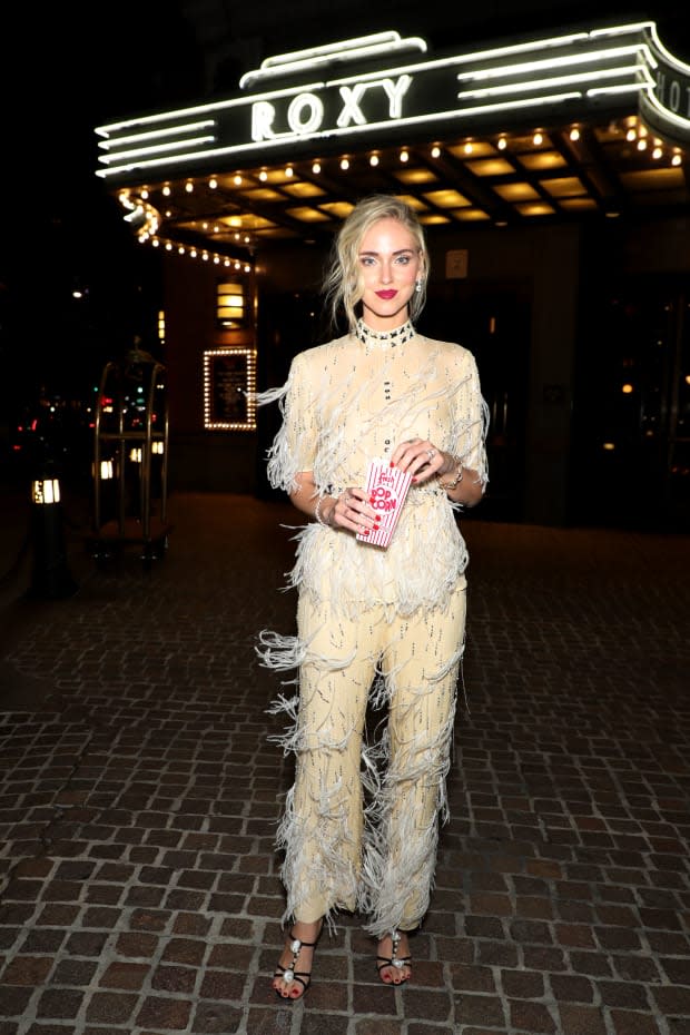 Chiara Ferragni in custom Prada at the U.S. premiere of 'Chiara Ferragni: Unposted' in New York City. Photo: Courtesy of © Amazon Prime Video