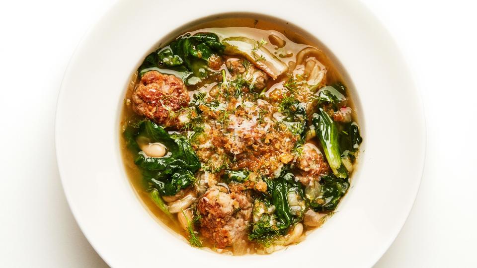 Ooooh, look at those breadcrumbs and Parmesan cheese hanging out on low-commitment wedding soup.