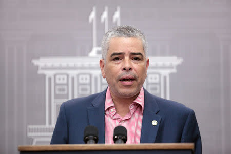 Ricardo Ramos, executive director of the Electric Power Authority of Puerto Rico (PREPA), addresses the media during a news conference, in San Juan, Puerto Rico November 2, 2017. REUTERS/ Alvin Baez