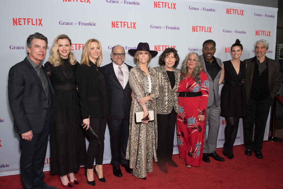 CULVER CITY, CA - JANUARY 18:  The Cast of Grace And Frankie attend Premiere Of Netflix's 